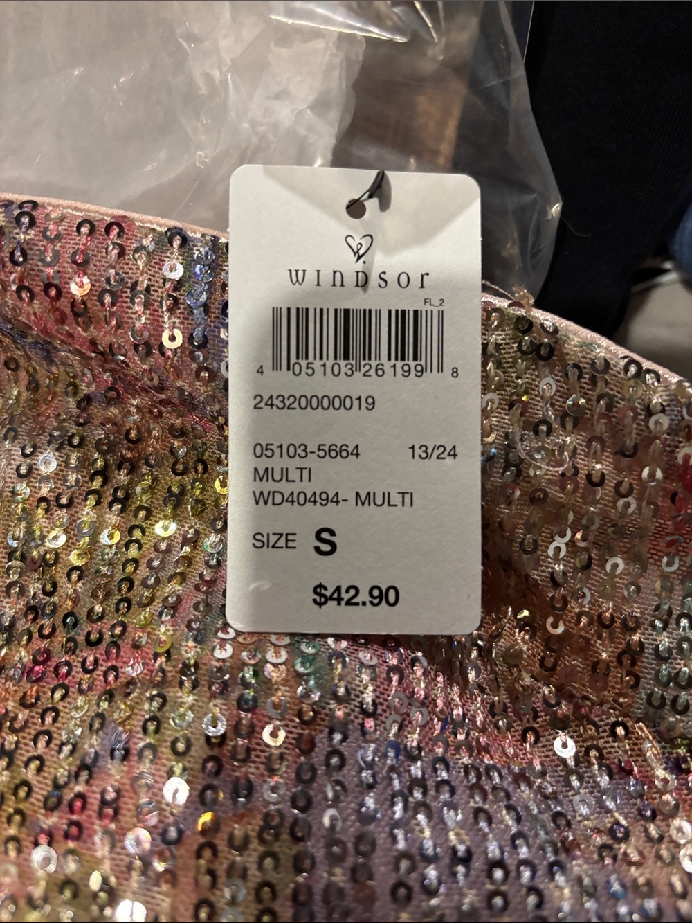 Windsor Multicolor Sequin strapless dress